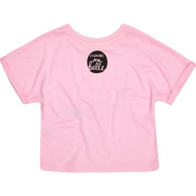Mini girls pink love print t-shirt